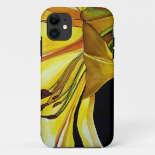 Capa Para iPhone 11 Arte dourada amarela do original do lírio do