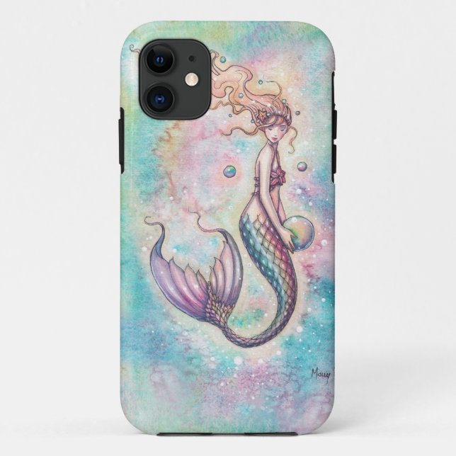 Capa Para iPhone 11 Arte Fantasia de Sereia Arco-Íris  (Verso)