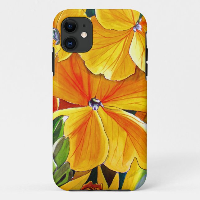 Capa Para iPhone 11 Arte floral em aquarela original Wallflower (Verso)