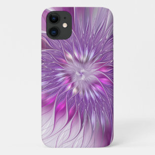 Capa Para iPhone 11 Arte Fractal Abstrato de Paixão Puro Rosa