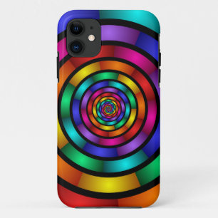 Capa Para iPhone 11 Arte Fractal Arredondada e Psicodélica Colorida Mo