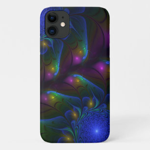 Capa Para iPhone 11 Arte Fractal Colorida Luminosa Abstrato Moderna