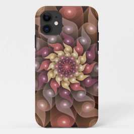 Capa Para iPhone 11 Arte Fractal Moderna Abstrato de Flor Shiny Surrea