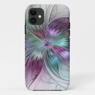 Capa Para iPhone 11 Arte Fractal Moderna Floral Colorida Abstrato