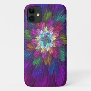 Capa Para iPhone 11 Arte frontal Abstrato de Flor Psicodélica Colorid