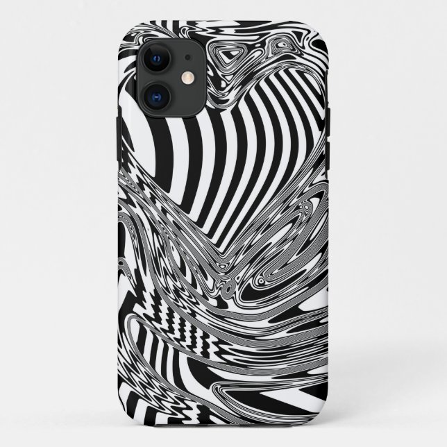 Capa Para iPhone 11 Arte Geométrica A Preto E Branco 12 (Verso)