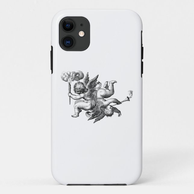 Capa Para iPhone 11 arte linear de querubins anjos (Verso)