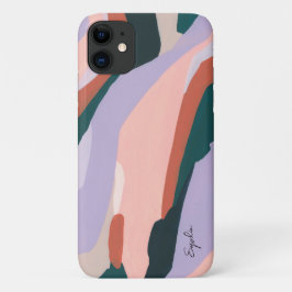 Capa Para iPhone 11 Arte Moderna Abstrata Colorida Nome Personalizado
