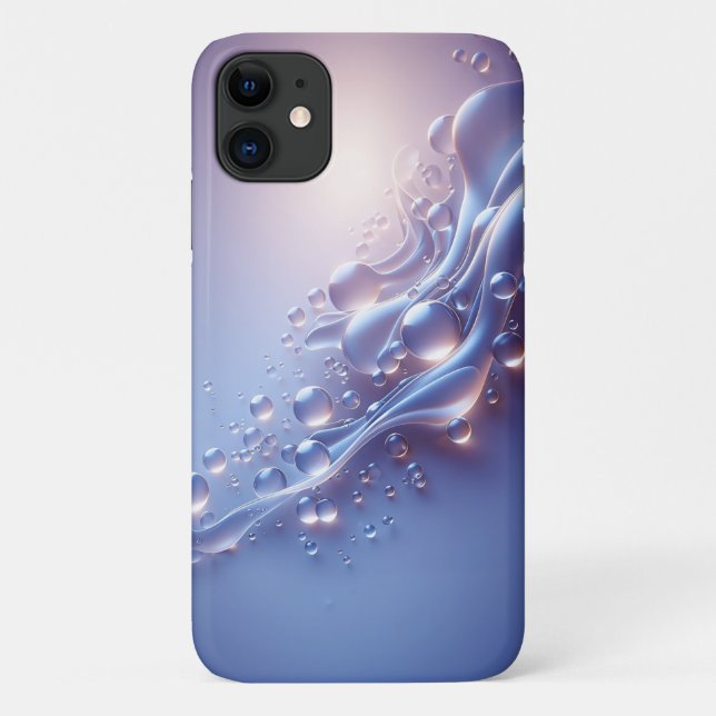 Capa Para iPhone 11 Arte Moderna de Bolhas Líquidas Luminosas - Roxo E (Verso)