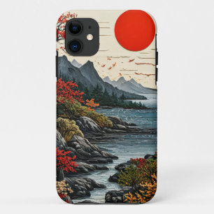 Capa Para iPhone 11 Arte moderna em papel Montanhas e floresta