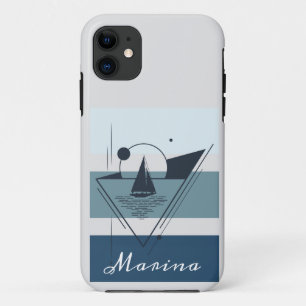 Capa Para iPhone 11 Arte Moderna Geométrica Sailboat Personalizada