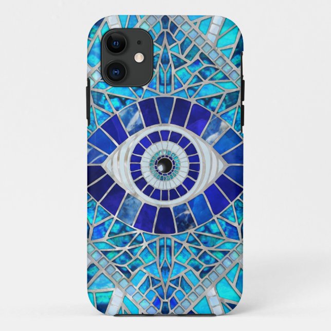 Capa Para iPhone 11 Arte Mosaica Amuleta mau (Verso)