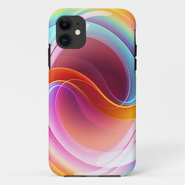 CAPA PARA iPhone 11 ARTE PSICODÉLICO ABSTRATO MODERNO ELEGANTE (Verso)