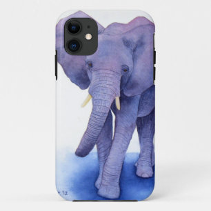 Capa Para iPhone 11 arte roxa da aguarela do elefante em artigos