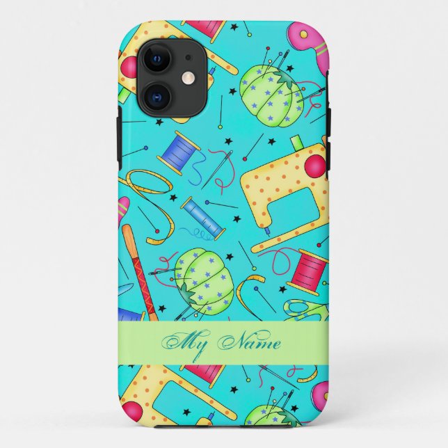Capa Para iPhone 11 Arte Turquesa Sewing Personalizada iPhone 5 Case (Verso)