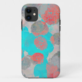 Capa Para iPhone 11 Arte vermelha azul do padrão floral/floral românti