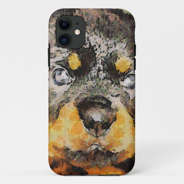 Capa Para iPhone 11 Artístico Rottweiler Puppy Retrato (Verso)