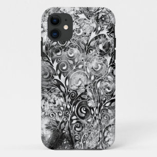 Capa Para iPhone 11 Árvore Da Vida - Folhas Espirais Estilo Grunge 1