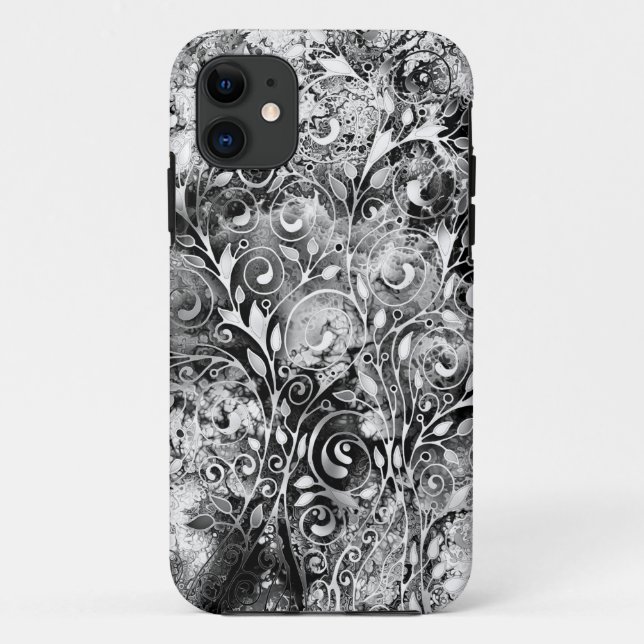 Capa Para iPhone 11 Árvore Da Vida - Folhas Espirais Estilo Grunge 1 (Verso)