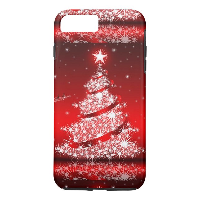 Capa Para iPhone 11 Árvore de natal com faíscas (Shimmering stars against a red background!)
