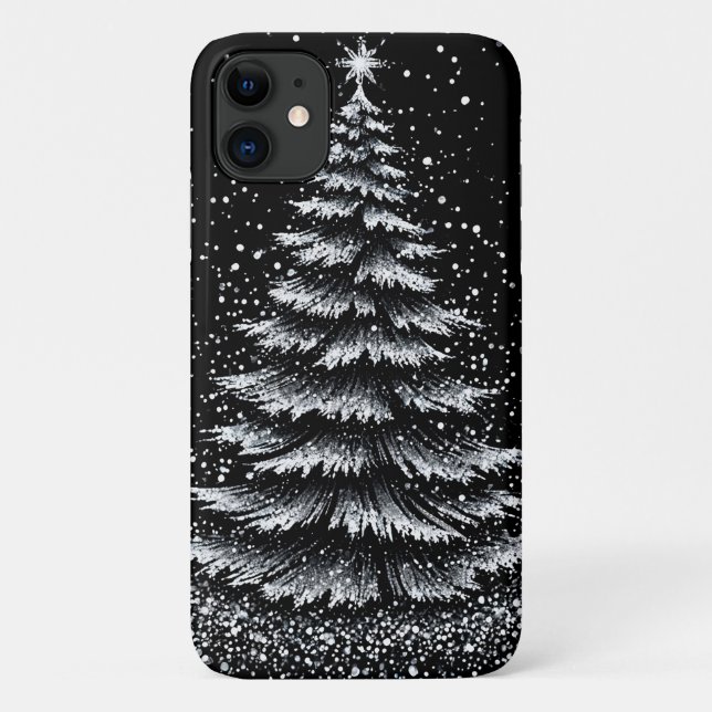 Capa Para iPhone 11 Árvore de Natal de prata (Verso)