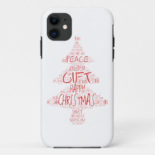 Capa Para iPhone 11 Árvore de Natal de Tipografia Simples