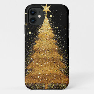 Capa Para iPhone 11 Árvore de Natal dourada Design Estético Festivo