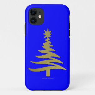 Capa Para iPhone 11 Árvore de Natal Moderna Estêncil Impressão Dourada