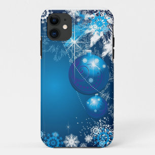 Capa Para iPhone 11 Árvore do azul do ornamento dos flocos de neve do