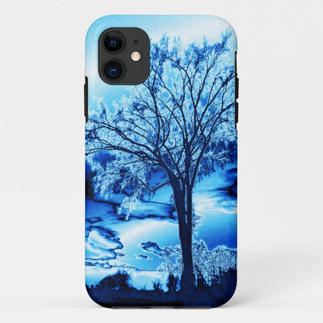 Capa Para iPhone 11 Árvore em gelo azul (Verso)