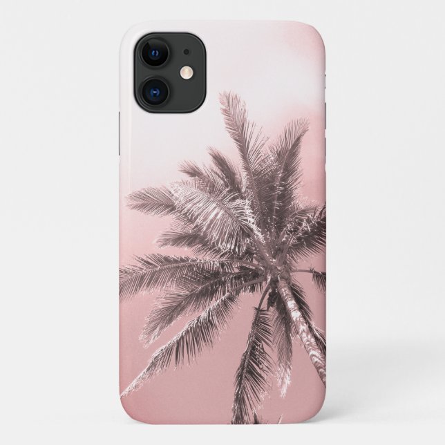 Capa Para iPhone 11 Árvore Palm Rosa (Verso)
