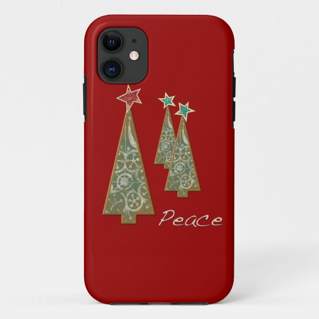 Capa Para iPhone 11 Árvore-Paz/vermelho do Natal (Verso)