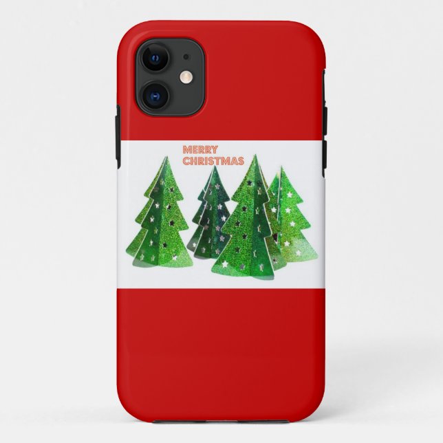 Capa Para iPhone 11 Árvores de Natal Verde Feliz (Verso)