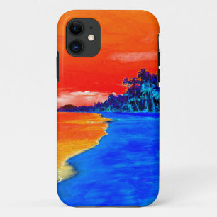 Capa Para iPhone 11 Árvores de Palma Exóticas de Praia pop Art