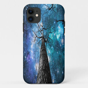 Capa Para iPhone 11 Árvores Negras Caindo Estrelas