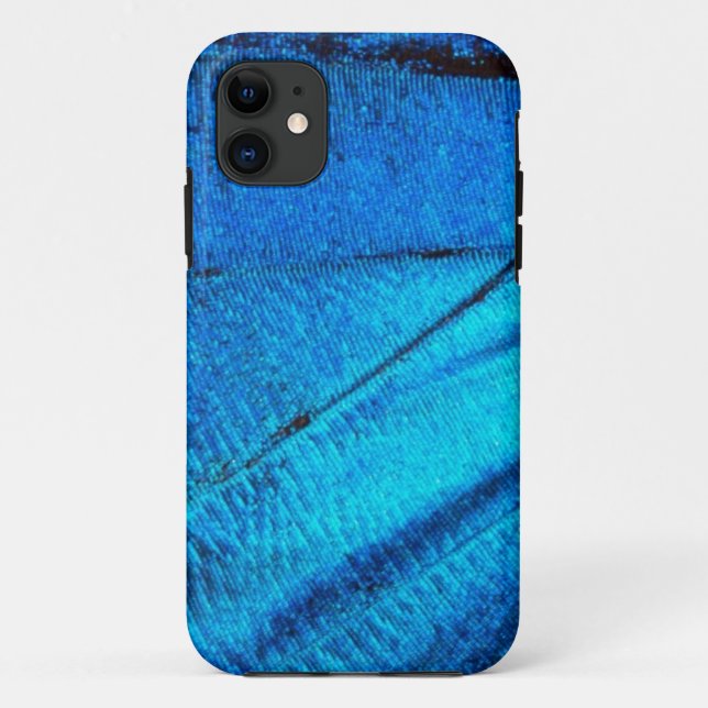 Capa Para iPhone 11 Asa de Borboleta Azul Iridescente (Verso)