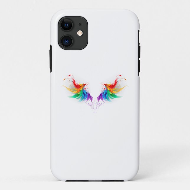 Capa Para iPhone 11 Asas Fluffy Rainbow (Verso)
