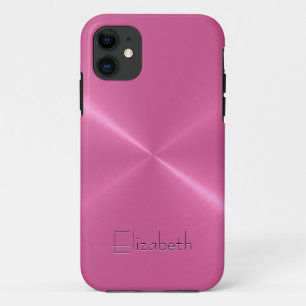 Capa Para iPhone 11 Aspecto de aço inoxidável rosa