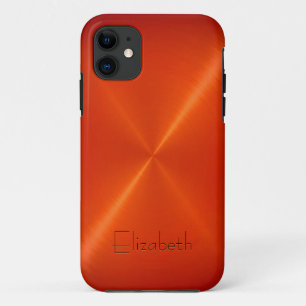 Capa Para iPhone 11 Aspecto do Metal de Aço Inoxidável Laranja