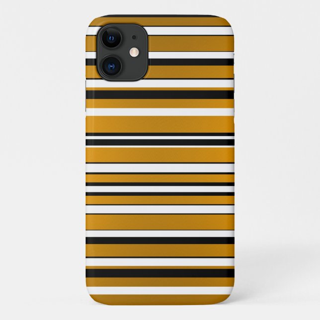 Capa Para iPhone 11 Aspectos das faixas de ouro brancas e pretas, bran (Verso)