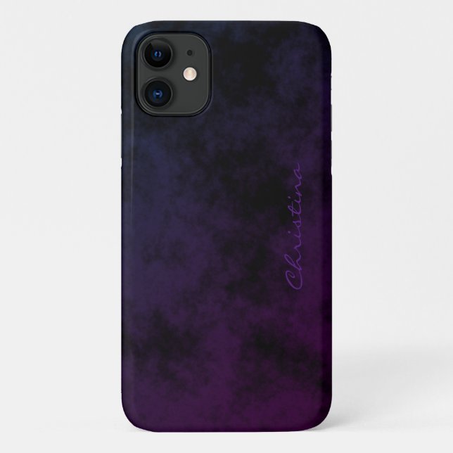 Capa Para iPhone 11 Assinatura Simples Azul Roxo Ombré Manchado (Verso)