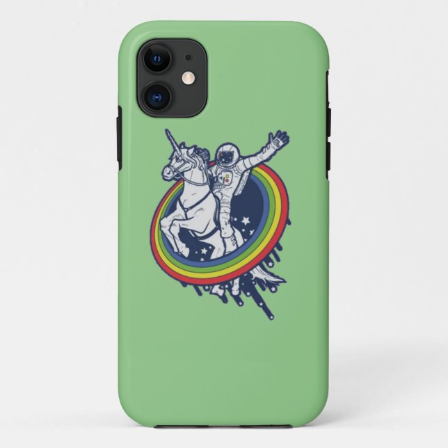 Capa Para iPhone 11 Astronauta Andando Unicórnio (Verso)