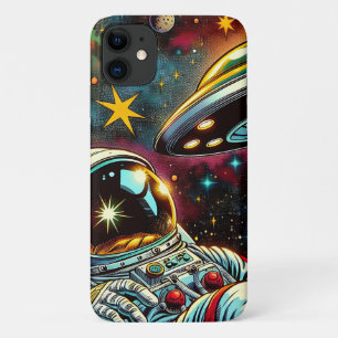 Capa Para iPhone 11 Astronauta Flutuando no Espaço com uma Arte de IA 