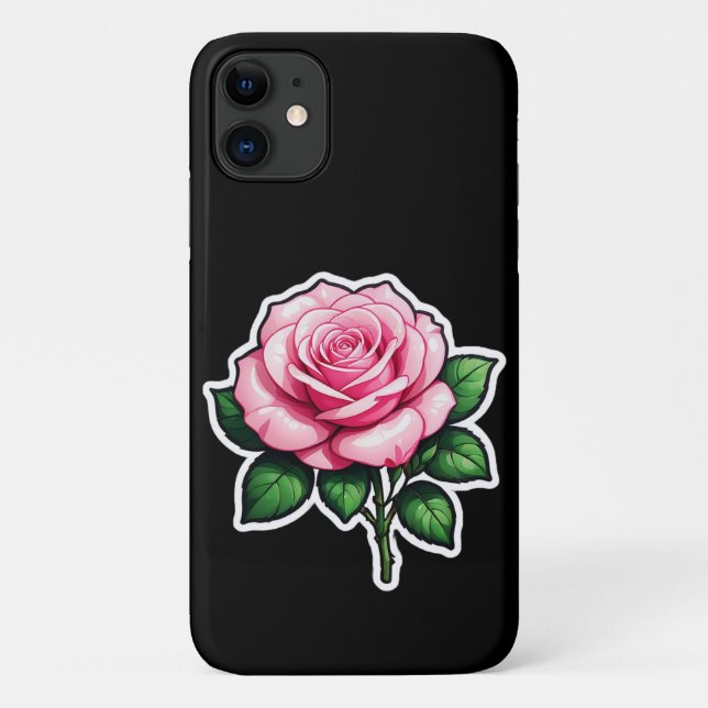 Capa Para iPhone 11 Autocolante rosa transparente (Verso)