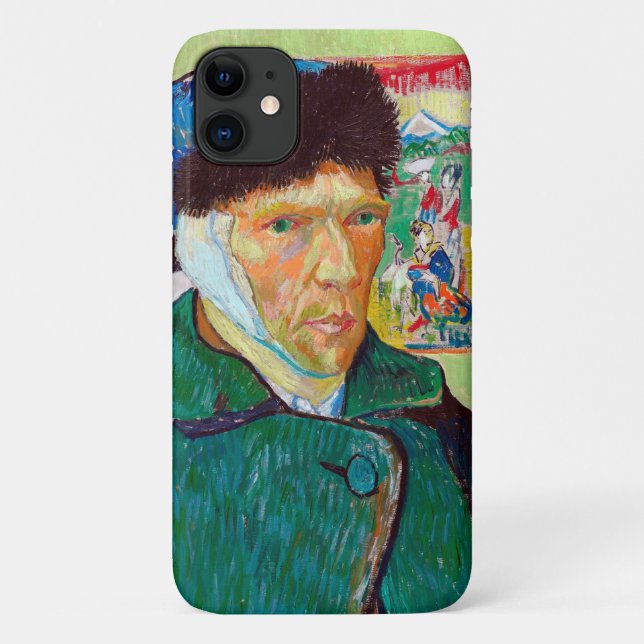 Capa Para iPhone 11 Autoretrato com um Orelho Bandrado, Van Gogh (Verso)