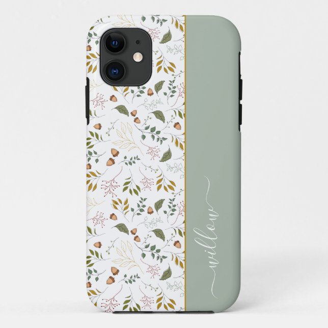 Capa Para iPhone 11 Autumn Deixa Monograma Nome Moderno (Verso)