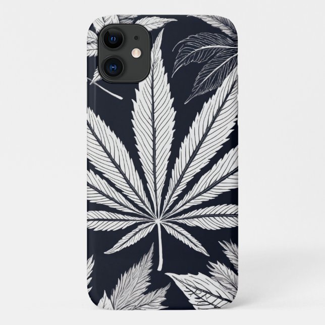 Capa Para iPhone 11 Autumn Elegance: Black and Maple Leaf Fashion" (Verso)