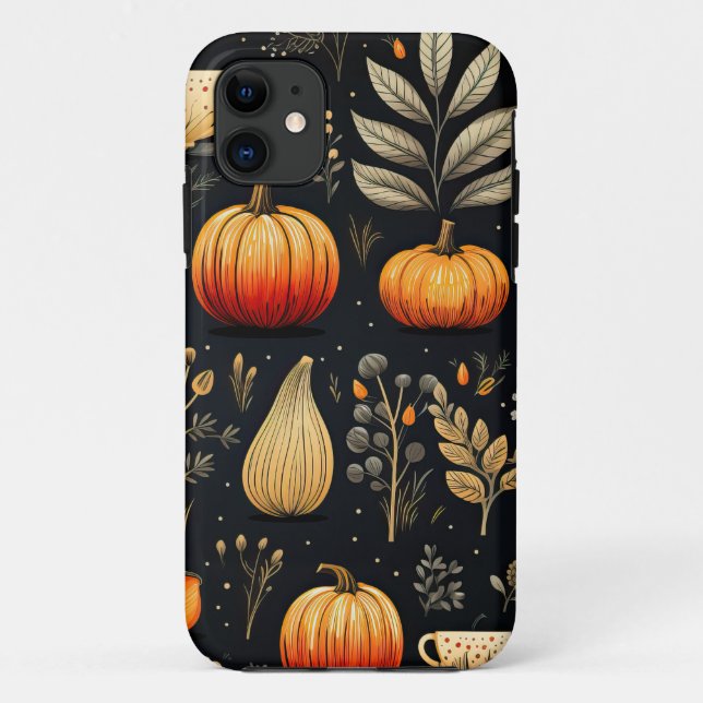 Capa Para iPhone 11 Autumn Falling Deixa Pumpkin (Verso)