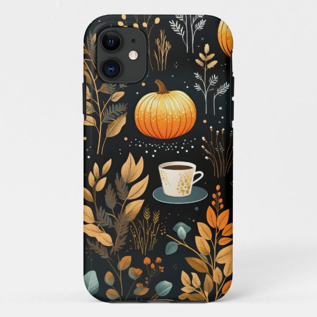 Capa Para iPhone 11 Autumn Falling Deixa Pumpkin (Verso)