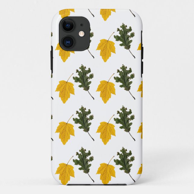 Capa Para iPhone 11 Autumn Symmetry Leaf Pattern (Verso)